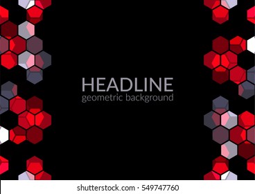 Multicolor trendy horizontal geometric background, Hexagons abstract pattern field with space for your text. Vector illustration.