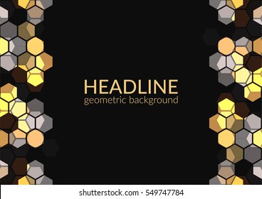 Multicolor trendy horizontal geometric background, Hexagons abstract pattern field with space for your text. Vector illustration.