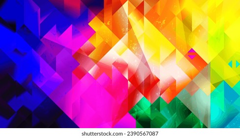multicolor triangel and squares, abstract geometric  background with paint strokes and splashes