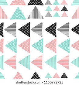 Multicolor triangle abstract drawing with pastel colors