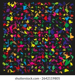 Multicolor triangle texture. Abstract sharp pattern. Color vector chaos. Geometric element field.