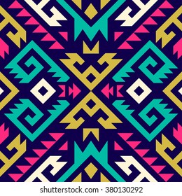 multicolor tribal Navajo vector seamless pattern. aztec fancy abstract geometric art print. ethnic hipster backdrop. Wallpaper, cloth design, fabric, paper, cover, textile design template.