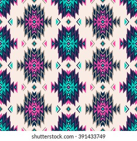 multicolor tribal Navajo vector seamless pattern. aztec fancy abstract geometric art print.  Wallpaper, cloth design, fabric, paper, cover, textile. 