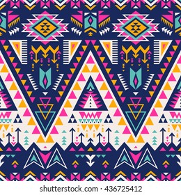 multicolor tribal Navajo vector seamless pattern. aztec fancy abstract geometric art print.  ethnic hipster backdrop. Wallpaper, cloth design, fabric, paper, cover, textile, weave, wrapping. 