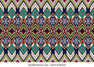 Tribal multicolor sem emenda Navajo padrão asteca Abstract Geometric Ethnic Southwestern tradicional Design para fundo, tapete, papel de parede, envoltório, pano, tecido, têxtil, decorativo, bordado