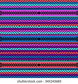 multicolor tribal seamless pattern. aztec fancy abstract geometric art print. ethnic hipster backdrop. Wallpaper, cloth design, fabric, paper, wrapping, textile design template.