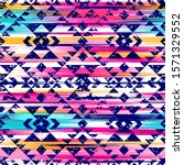 multicolor tribal vector seamless navajo pattern with grunge texture.  aztec abstract geometric art print. Ethnic vector background.  Wallpaper, cloth design, fabric, tissue, cover, textile template.