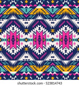 multicolor tribal vector seamless navajo pattern. aztec abstract geometric art print. ethnic hipster vector background. Wallpaper, cloth design, fabric, paper, cover, textile template.
