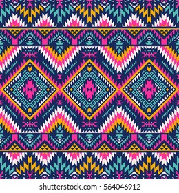 multicolor tribal vector seamless navajo pattern. aztec abstract geometric art print. ethnic hipster vector background.  Wallpaper, cloth design, fabric, paper, cover, textile template