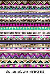 multicolor tribal vector seamless navajo pattern with triangles. aztec abstract geometric art print. ethnic hipster vector background. Wallpaper, cloth design, fabric, tissue, cover, textile template.