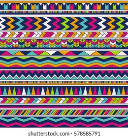 multicolor tribal vector seamless pattern. aztec fancy abstract geometric art print. ethnic hipster background. Wallpaper, cloth design, fabric, tissue, cover, textile template. hand drawn