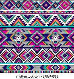 multicolor tribal vector seamless pattern. aztec fancy abstract geometric art print. ethnic  background. doodle hand drawn.