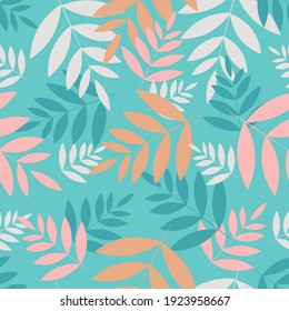 
Multicolor tropical leaves seamless repeating pattern vector