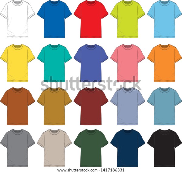 Multicolor Tshirt Set Vector Stock Vector (Royalty Free) 1417186331 ...