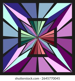 Multicolor twist pattern. Geometric spiral design. Vector swirl illustration. Abstract rotation artwork.