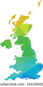 Multicolor UK United Kingdom British Map in Low Poly Style on isolated white background. England area in Polygonal diamond style for your design