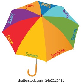 PARAGUAS MULTICOLOR CON ILUSTRACIÓN VECTORIAL TIPOGRÁFICA