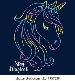 MULTICOLOR UNICORN HEAD SILHOUETTE STAY MAGICAL