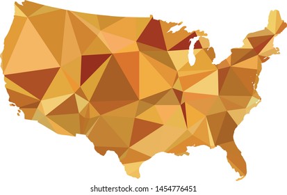 Multicolor United States of America Map in Low Poly Style on isolated white background. American area in Polygonal diamond style for your design
