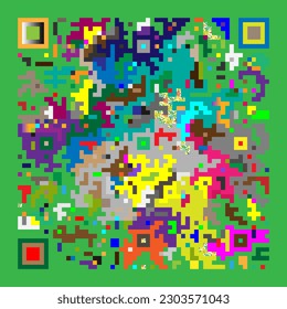 Fondo vectorial multicolor, cartel. Fantasía sobre el tema del código QR.	