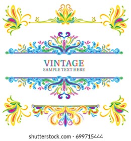Multicolor Vector Decorations Elements Vintage Style