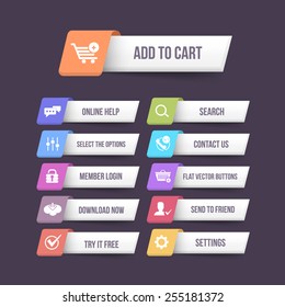 Multicolor Vector Flat Web Buttons Set