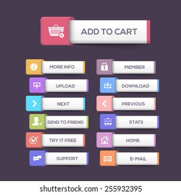 Multicolor Vector Flat Web Buttons Set