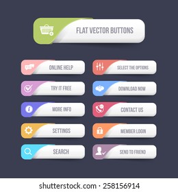 Multicolor Vector Flat Web Buttons Set