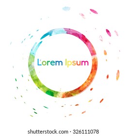 Multicolor vector frame. Watercolor illustration. 