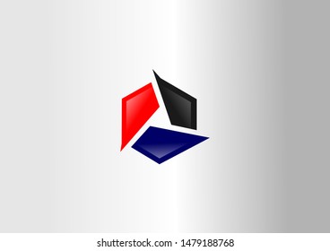 Multicolor vector logo illustration. Red, Black, Blue.