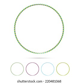 Multicolor vector plastic bangles hula hoop arranged on white background