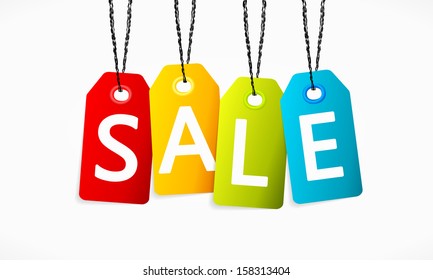 Multicolor vector sale labels isolated on a white board 
