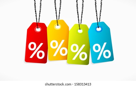 Multicolor vector sale labels isolated on a white board 