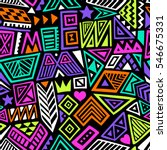 multicolor vector seamless pattern with abstract shapes. geometric art print. fashion 80s-90s. memphis style design. ethnic hipster backdrop. hand drawn. Wallpaper, cloth design, fabric, textile. 