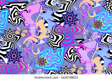 Multicolor vector seamless pattern with abstract shapes. Wallpaper, digital paper, fabric, cloth design, textile. 