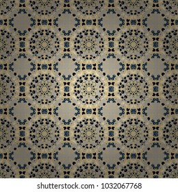 Multicolor vector sketch. Geometric polygonal design. Futuristic seamless pattern in beige, gray and blue colors. Abstract Mandalas background.
