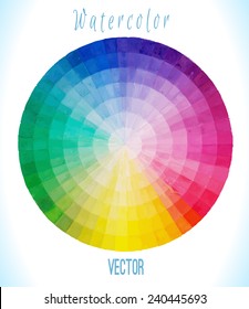 Multicolor  vector  spectral circle. Hand drawn watercolor  illustration.  