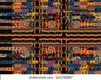 multicolor Vector tribal vector seamless pattern. aztec fancy abstract geometric art print. ethnic background. doodle hand drawn. Wallpaper, cloth design, fabric, tissue, cover, textile template.