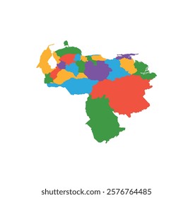 Multicolor Venezuela map political regions simple flat vector