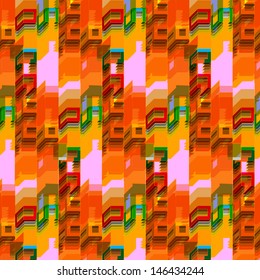 Multicolor Vertical overlapping transparent cube lines type Pattern 