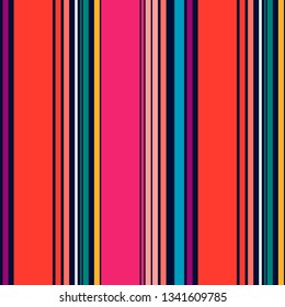 Multicolor vertical stripes seamless pattern, Mexican blanket.