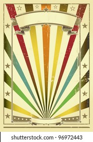 Multicolor vintage paper. A vintage poster with sunbeams for you