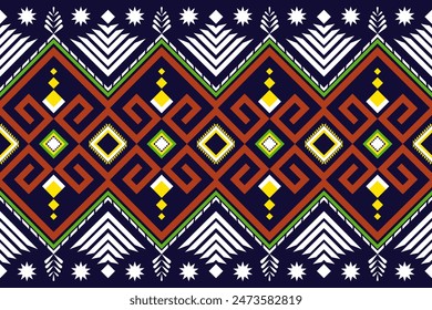 Patrón sin costuras Tribal vintage multicolor. Abstractas geométrico étnico azteca navajo rayas y líneas sin costuras sobre fondo azul. Diseño de impresión de tela de textura para cortina de Fondo de pantalla de seda Batik Sarong