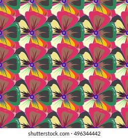 Multicolor vintage vector floral seamless pattern.