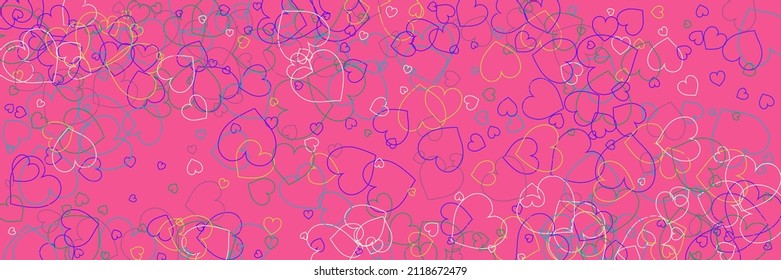 Multicolor Vivid Colorful Violet Confetti Romantic Background. Green Silhouettes Hearts Pink Vibrant Print. Rainbow Party Purple Bright Neon Art Illustration. Love Blue White Modern Art Pattern.