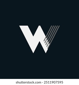 Multicolor W Letter Lines Alphabet Logo, W Letter Typography Minimal Logo Sign, Letter W Cut Lines Logo Symbol