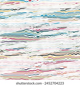 Multicolor Washed Out Wavy Striped Pattern