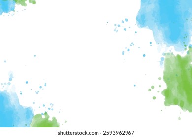 Multicolor watercolor splash with green, blue, and red tones, forming a beautiful artistic frame. Perfect for modern design compositions.