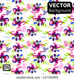 Multicolor Watercolor Vector Flowers. EPS 10 illustration.