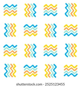 Ondas multicoloridas blocos de padrões contínuos